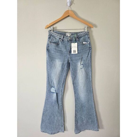 PTCL Flared Blue Jeans Distressed Size 29 Stretch Nordstrom NWT - Picture 3 of 7